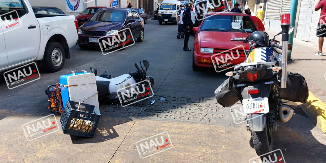 Motociclista lesionado en accidente.