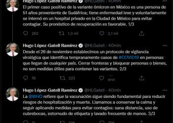 #ÚLTIMAHORA López-Gatell confirma el primer caso de variante #Ómicron en México. Una persona de 51 años proveniente de Sudáfrica.