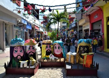 PARQUE CENTRAL Y SENDERO PEATONAL LUCEN ADORNOS NAVIDEÑOS