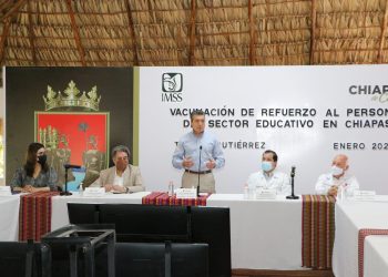 Rutilio Escandón, Luciano Concheiro y Zoé Robledo anuncian vacunación de refuerzo anticovid a personal educativo