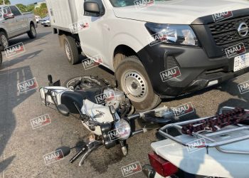 Motociclista resulto lesionado en accidente.