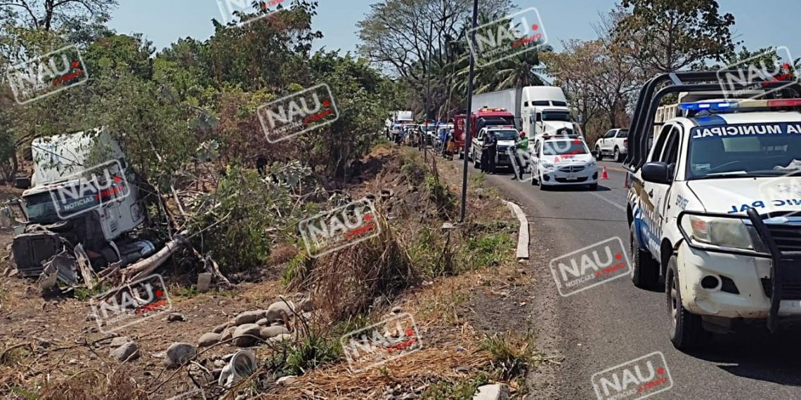 Se duerme conductor de cabezal de trailer y sale de la carretera.