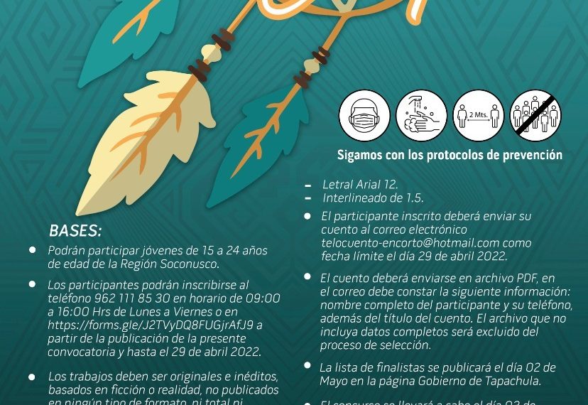 AYUNTAMIENTO DE TAPACHULA INVITA A JÓVENES A PARTICIPAR EN CONCURSO DE CUENTO