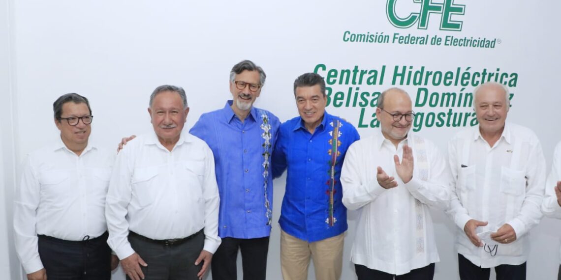 Rutilio Escandón acompaña a Manuel Bartlett a recorrido por la Central Hidroeléctrica La Angostura