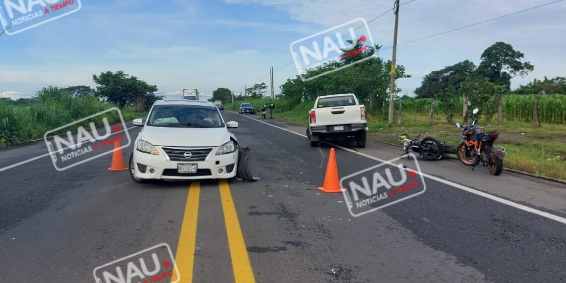 Motociclista lesionado en accidente.