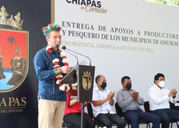 Entrega Rutilio Escandón apoyos a los sectores agrícola y pesquero de Osumacinta, Chicoasén y San Fernando