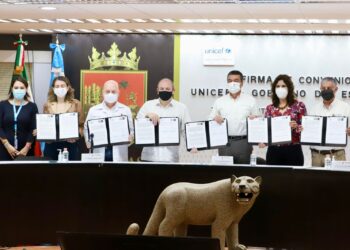 Rutilio Escandón firma convenio con representante de Unicef en México a favor de la infancia y la adolescencia