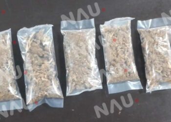 Pareja fue detenida con 5 bolsitas de marihuana