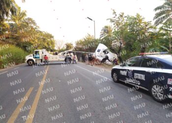 Tráiler cargado de plátano terminó fuera del libramiento Sur poniente