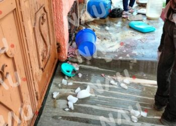 Vendedor de aguas frescas se estrella contra una casa en el fraccionamiento Las Vegas