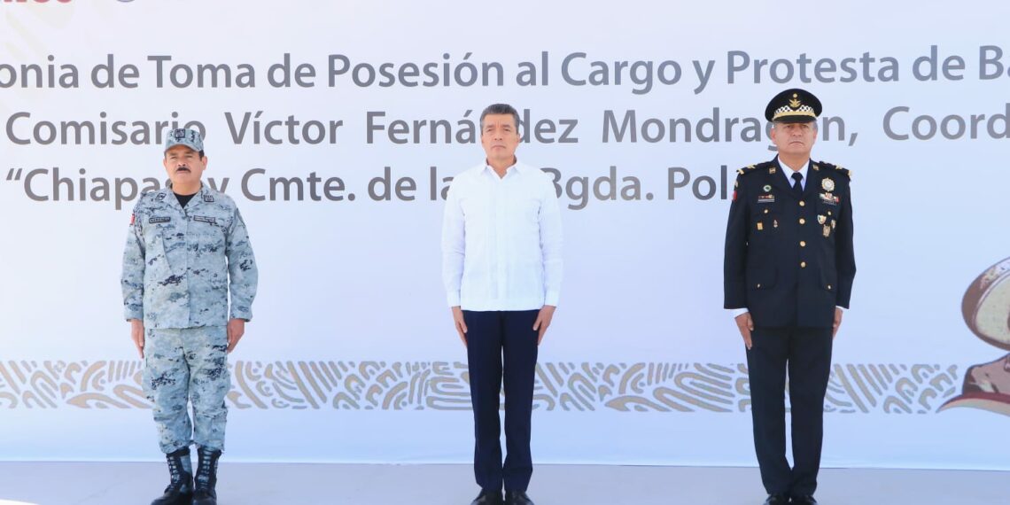 Atestigua Rutilio Escandón toma de protesta del nuevo coordinador estatal de la Guardia Nacional en Chiapas
