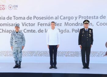 Atestigua Rutilio Escandón toma de protesta del nuevo coordinador estatal de la Guardia Nacional en Chiapas