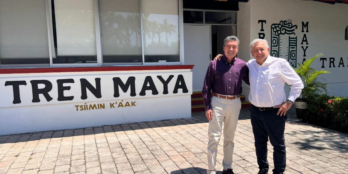 Acompaña Rutilio Escandón al presidente AMLO en reunión de evaluación del Tramo 1 del Tren Maya