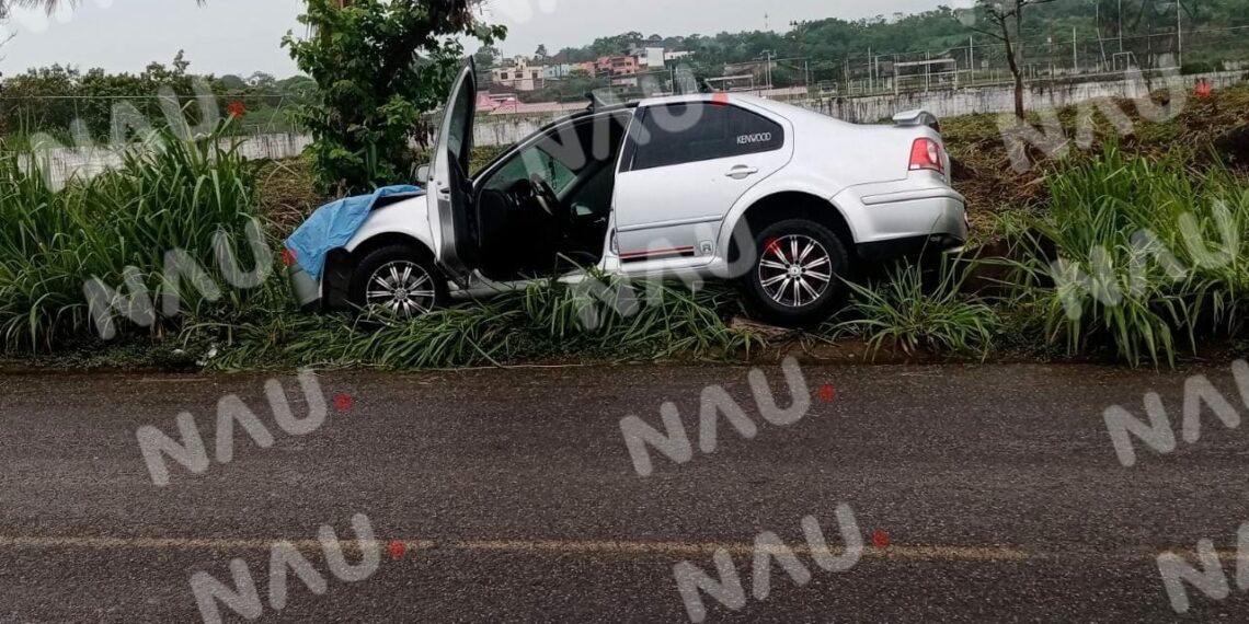 Conductor de vehículo Jetta de salió de la carretera