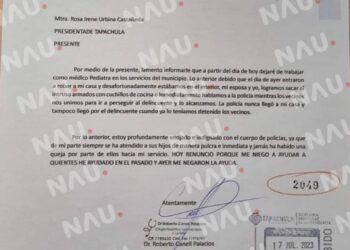 Renuncia médico al sector salud municipal