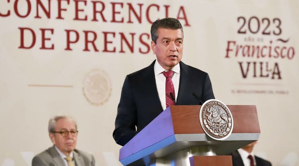 Rutilio Escandón participa en informe del Programa Nacional de Reconstrucción, en conferencia matutina de AMLO