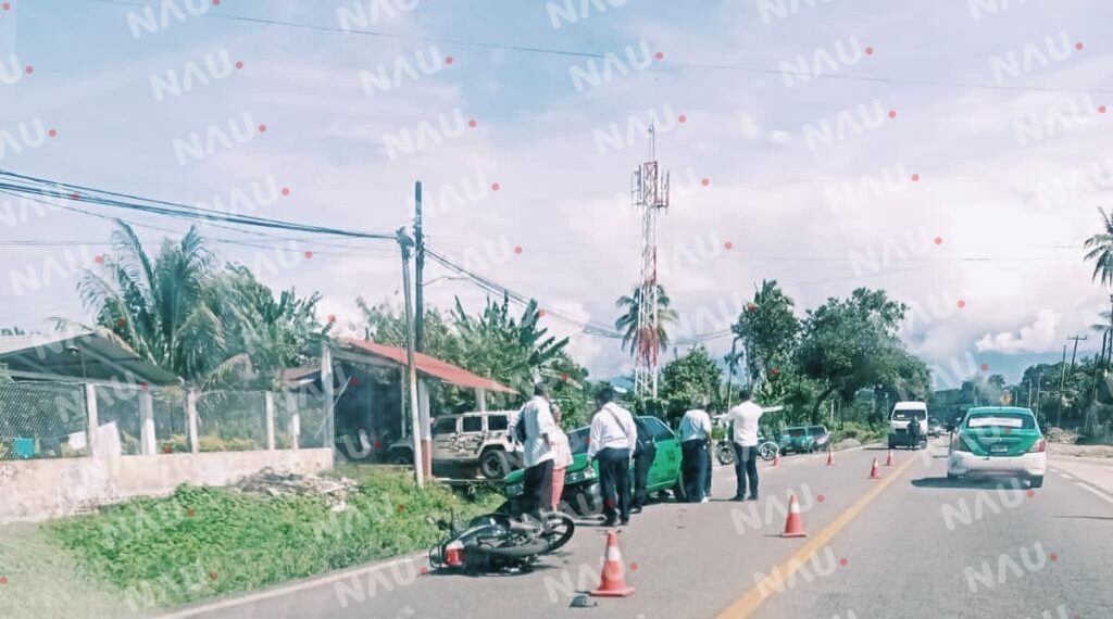 Mujer Motociclista lesionada en accidente