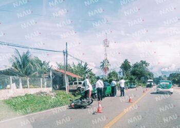 Mujer Motociclista lesionada en accidente