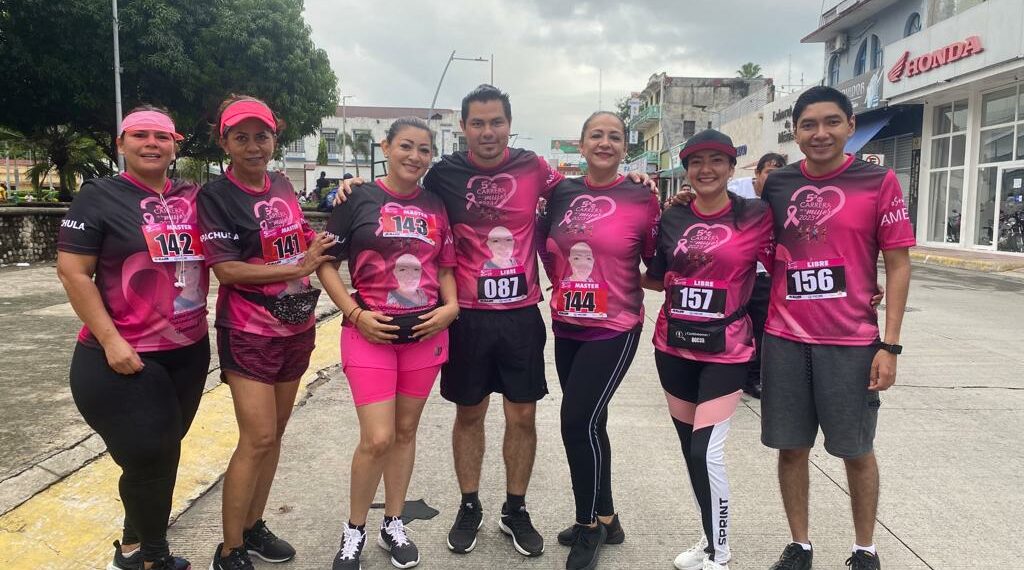 Esli Álvarez Arzate y Claudia García Navarro, se une desde Tapachula en la 5ª Carrera de Mujeres con Causa en Conmemoración del Día Internacional de la Lucha contra el Cáncer