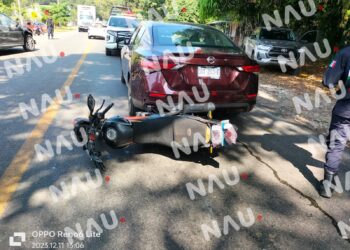 Motociclista chocó por alcance contra un vehículo