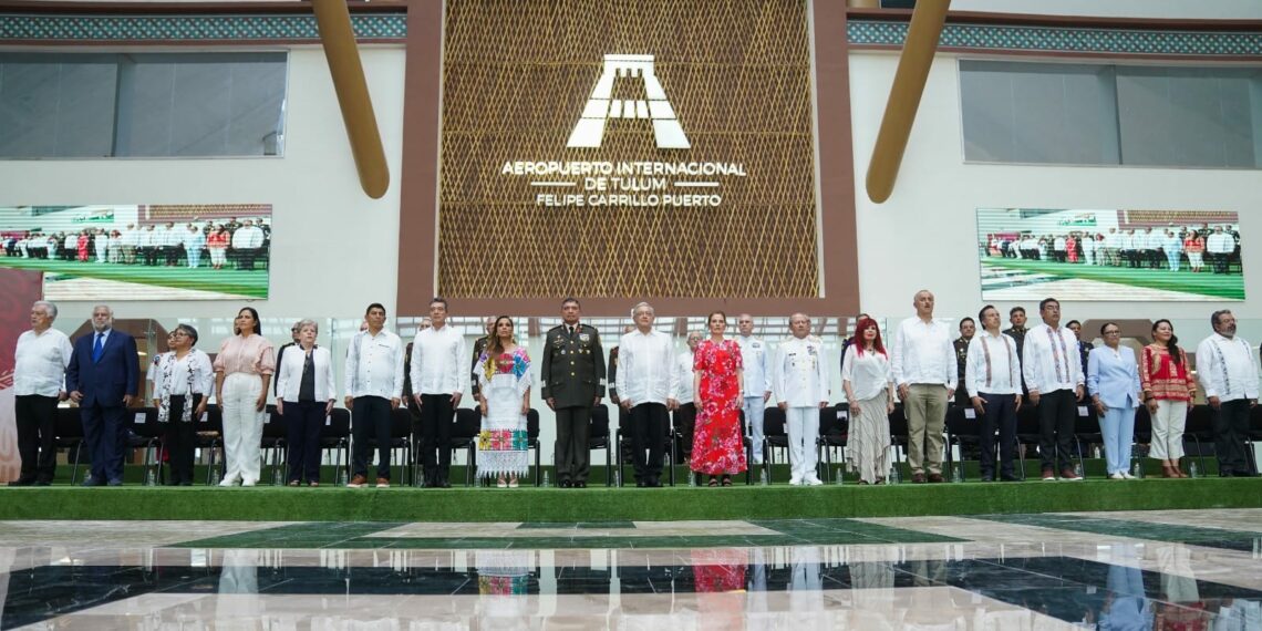 Acompaña Rutilio Escandón al presidente AMLO en la inauguración del Aeropuerto Internacional de Tulum