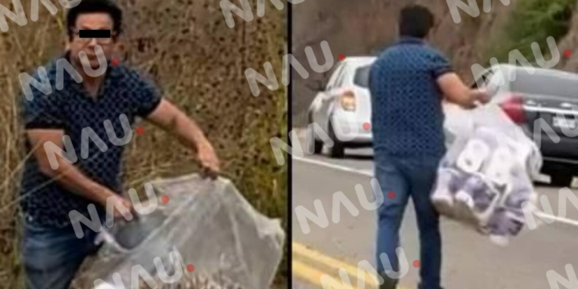 Funcionario de Pijijiapan captado realizando actos de saqueo en el lugar de un accidente de tráiler