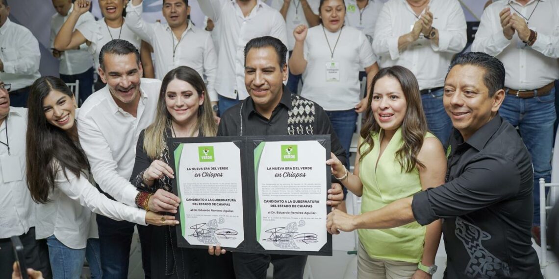 El PVEM entrega constancia a Eduardo Ramírez como su candidato a la gubernatura de Chiapas