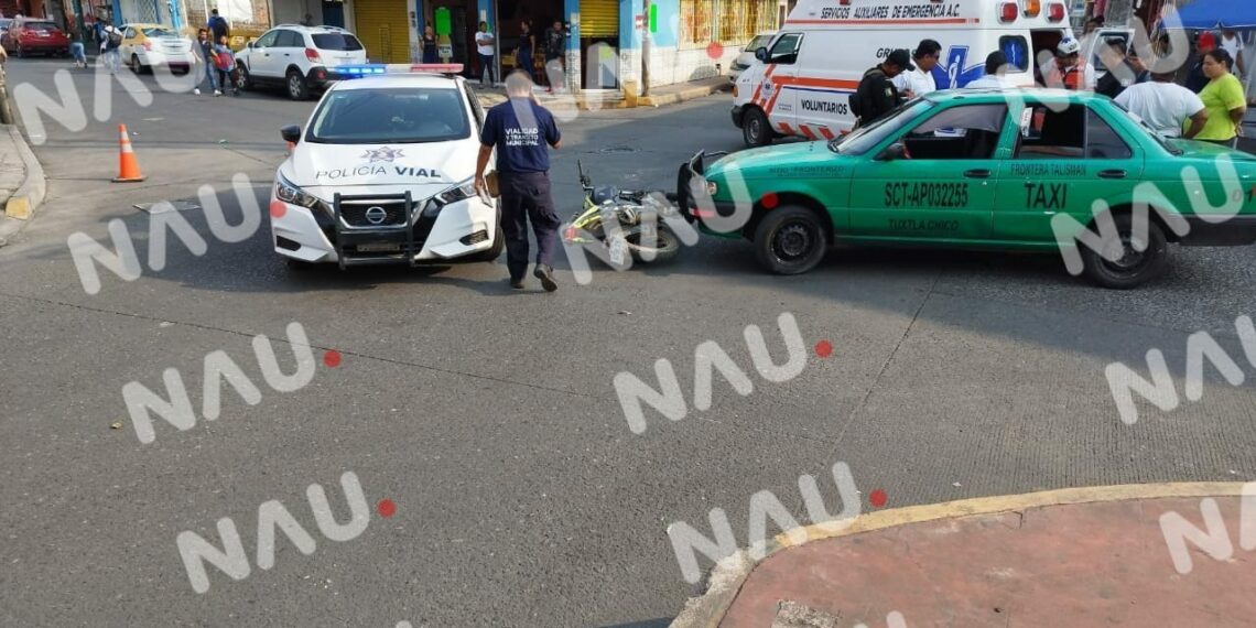 Motociclista lesionado en accidente en Tapachula, Chiapas