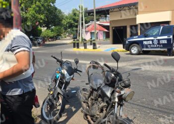 Duelo de motos en Tapachula: Dos lesionados leves y daños materiales