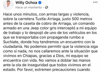 Candidato a senador denuncia violento asalto a su equipo de trabajo en Chiapas