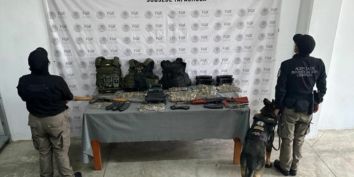 EN CATEO FGR ASEGURA ARMAS Y CARTUCHOS EN MAPASTEPEC, CHIAPAS