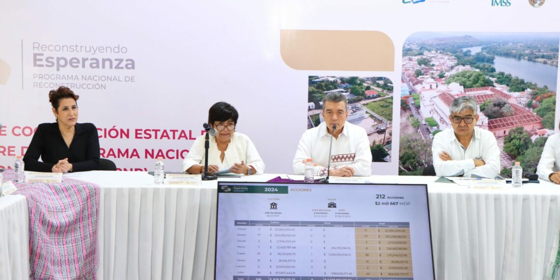 Rutilio Escandón y Edna Vega encabezan reunión para cierre del Programa Nacional de Reconstrucción