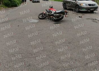 Motociclista sufre accidente en el libramiento sur oriente de Tapachula