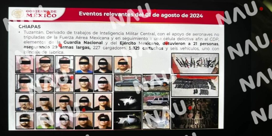 Califican como legal la detención de los 21 detenidos de la célula criminal en Chiapas