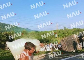 Volcadura de tráiler cargado de maíz en Chiapas desata ola de saqueos por parte de pobladores