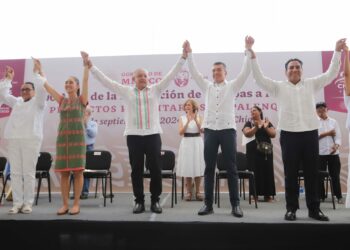 Desde Palenque, AMLO, Claudia Sheinbaum y Rutilio Escandón conmemoran el Bicentenario de la Federación de Chiapas a México