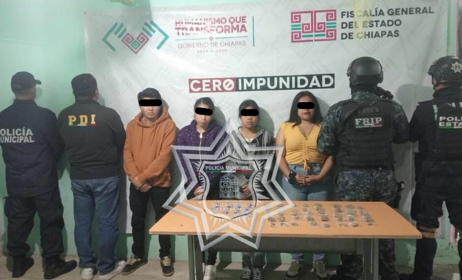 Cateo en San Cristóbal de Las Casas deja cuatro detenidos por posesión de droga