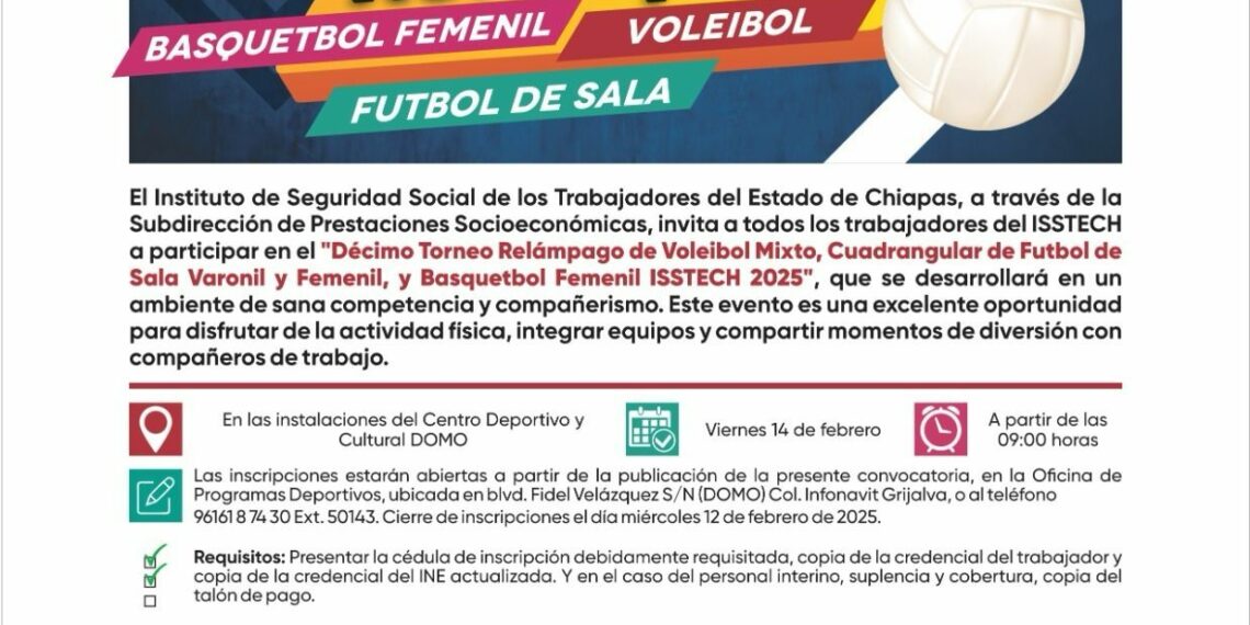 Convoca Isstech a la Décima Edición de los Juegos de la Amistad