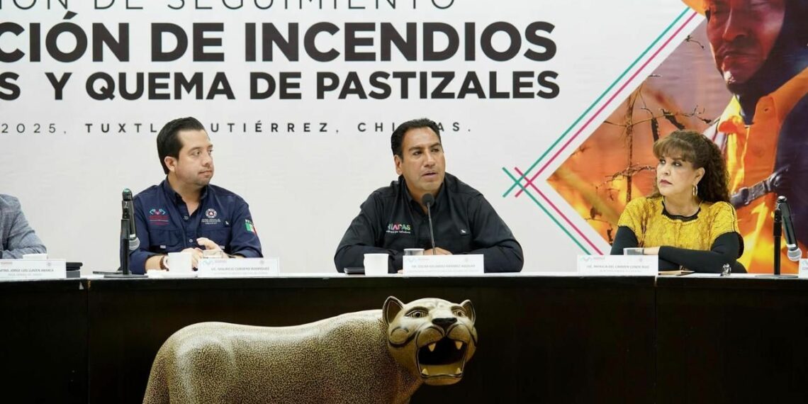 Eduardo Ramírez refuerza estrategia interinstitucional contra incendios forestales en Chiapas