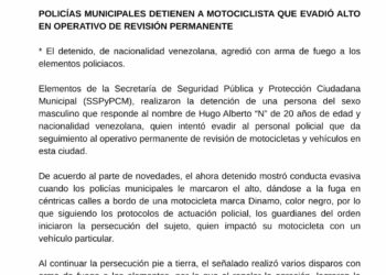 Destacada labor de la Policía Municipal en detención de motociclista armado