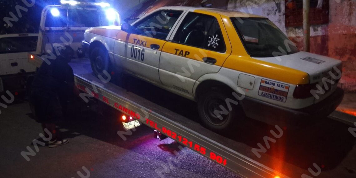 Aseguran taxi 0016 y detienen a presunto asaltante tras operativo en Tapachula; conductor continúa prófugo