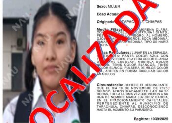 Localizan sana y salva a joven de 16 años reportada como desaparecida en Tapachula; detienen a un joven