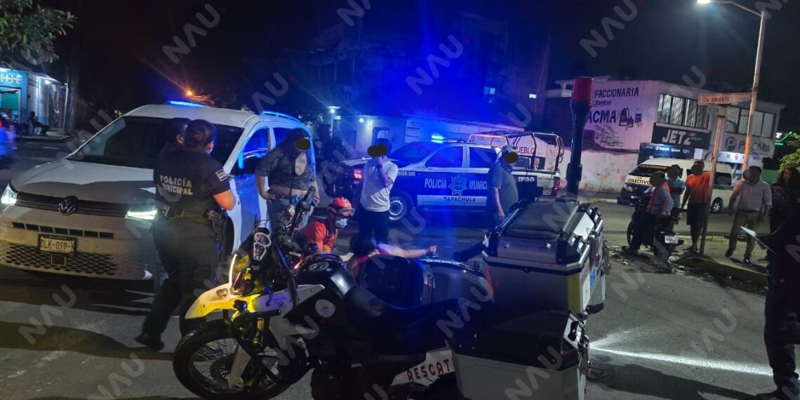 Motociclista resulta lesionada tras accidente vial en el sur de Tapachula