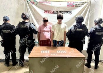 Detienen a dos sujetos en posesión de droga “cristal” en Huehuetán