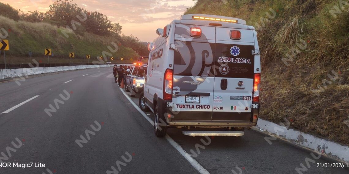 Motociclista resulta lesionado tras derrapar en la carretera Tuxtla Chico – Tapachula