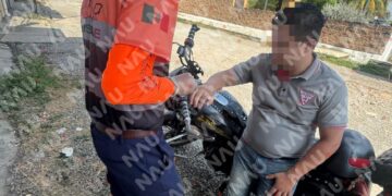 Motociclista resulta lesionado tras accidente en el bulevar Akishino, en Tapachula