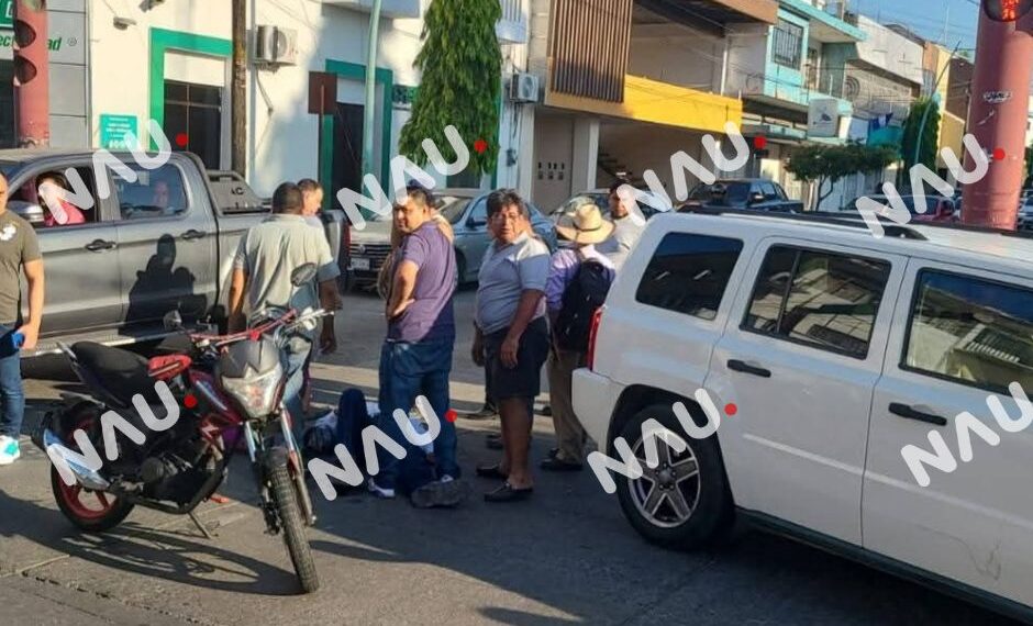 Choque en crucero de Tapachula deja un motociclista herido
