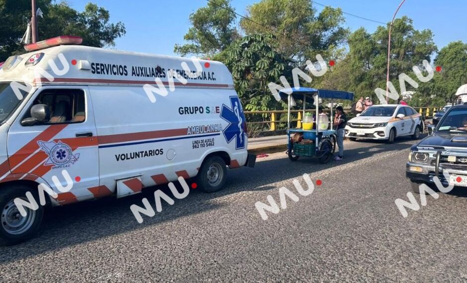 Motociclista resulta lesionado tras accidente vial en la 17 Poniente de Tapachula