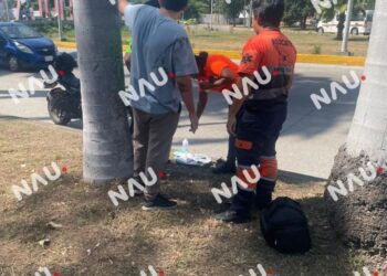 Motociclista resulta lesionado tras accidente en la 4ª Sur de Tapachula