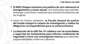 IMSS Chiapas emite posicionamiento sobre hechos en UMF No. 1 de Tapachula